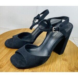 Cathy Jean Heel Sandals Black Sz 7